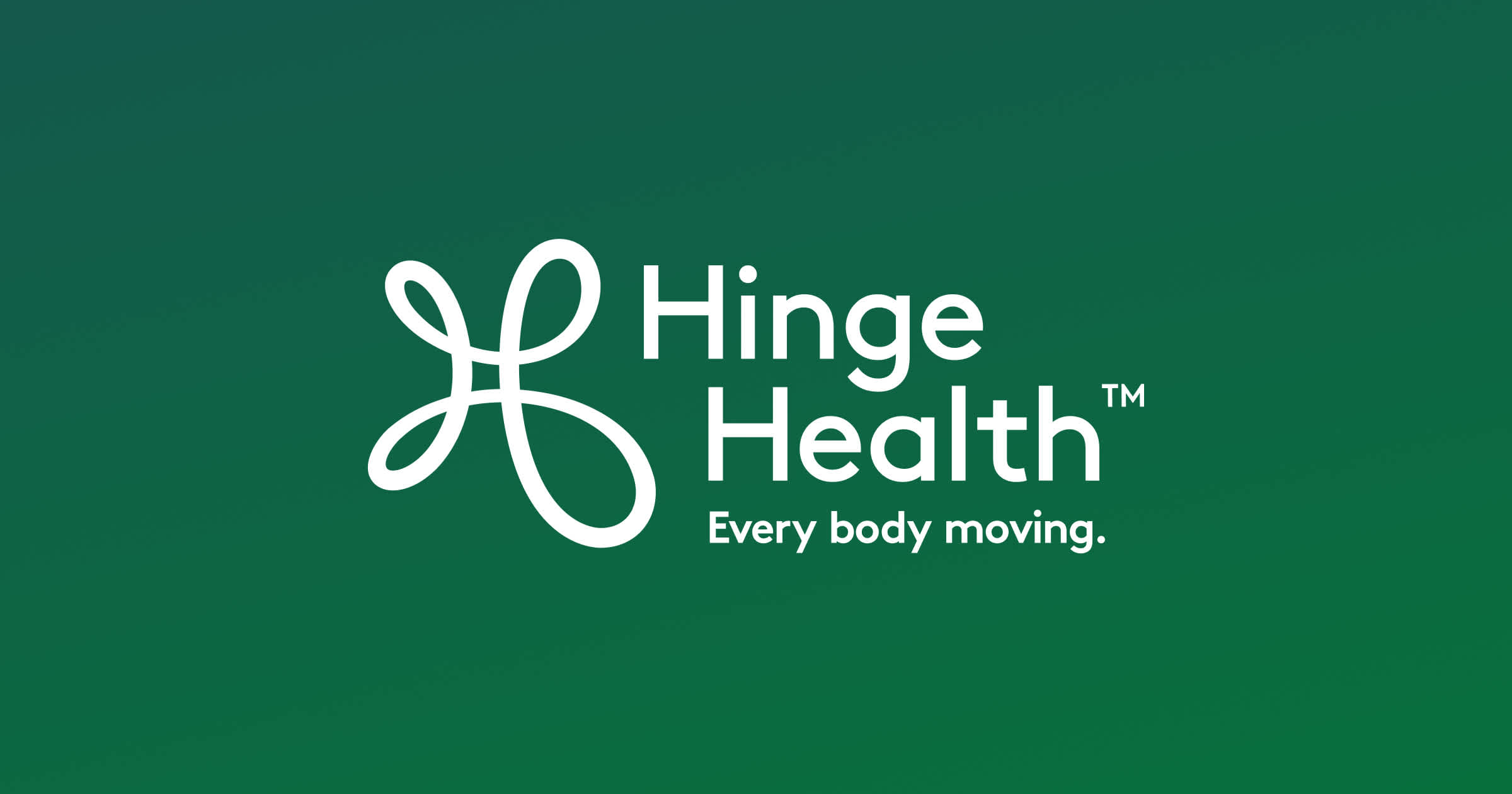 Hinge Health logo on gradient green background