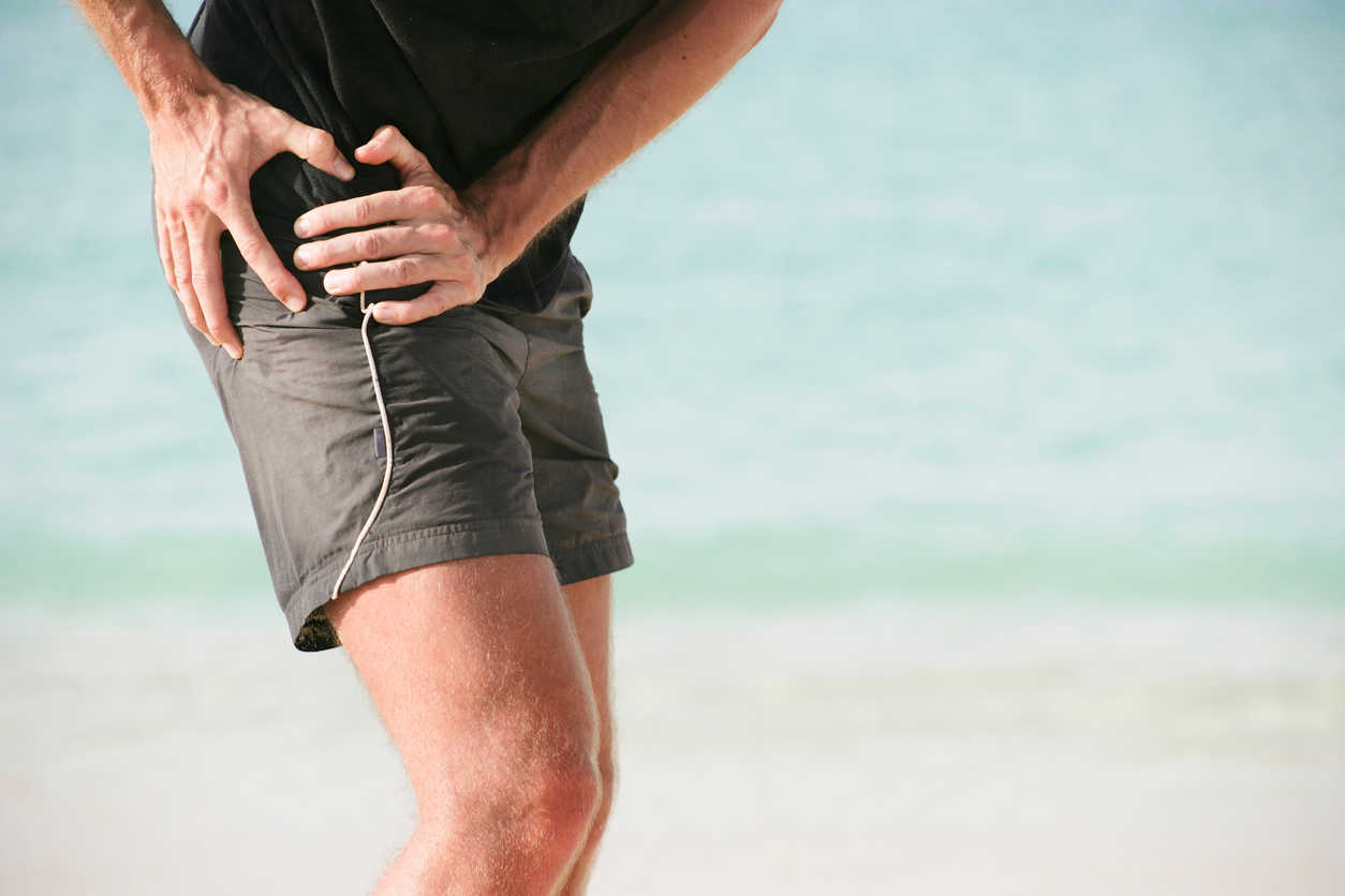 Man with hip flexor pain 