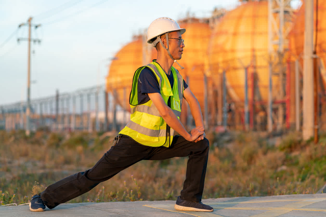 stretching before work